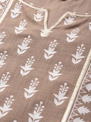 Brown woven cotton ethnic-kurtis 5
