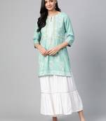 Green woven viscose ethnic-kurtis