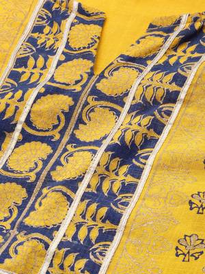 Yellow woven cotton ethnic-kurtis 4