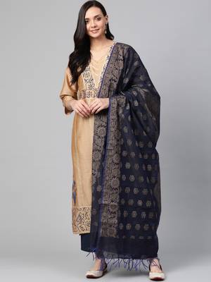 Beige woven cotton ethnic-kurtis 1