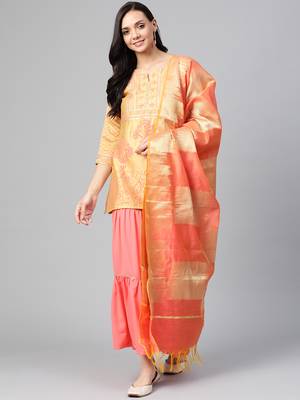 Gold woven cotton ethnic-kurtis 1