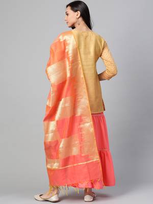Gold woven cotton ethnic-kurtis 2