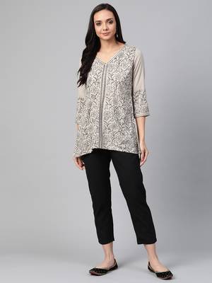 Grey woven viscose ethnic-kurtis 1