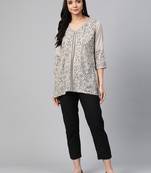 Grey woven viscose ethnic-kurtis