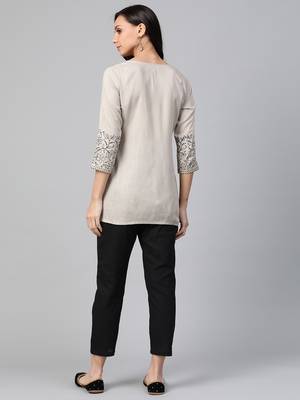 Grey woven viscose ethnic-kurtis 2