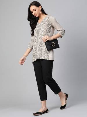 Grey woven viscose ethnic-kurtis 3
