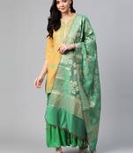 Yellow woven viscose ethnic-kurtis