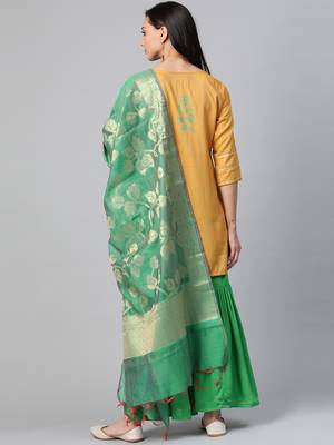 Yellow woven viscose ethnic-kurtis 2