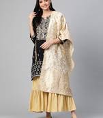 Black woven viscose ethnic-kurtis