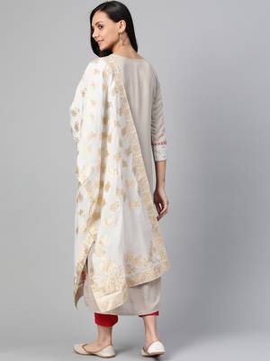 Off-white woven viscose ethnic-kurtis 2