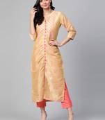 Gold woven cotton ethnic-kurtis
