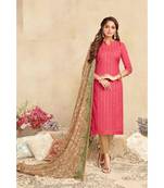 Cream Embroidery Chanderi Unstitch straight fit churidar salwar suits