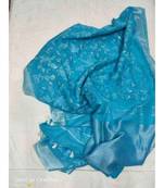 Blue ?Handcrafted?Linen Saree with embroidery work