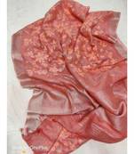 cream?Handcrafted?Linen Saree with embroidery work