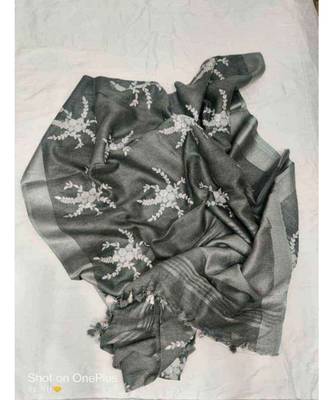 Grey ?Handcrafted?Linen Saree with embroidery work 1
