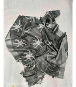 Grey ?Handcrafted?Linen Saree with embroidery work