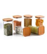 kreyam's Containers Plastic Boxes Set for Storage kitchen accessories items - 1100ML - 6 Pcs (Orange)