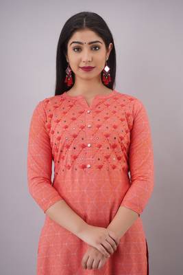 18 Forever V R For U And Front Hand Work Embroidery Kurta With Pant Set ( Pink ) 4
