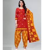 orange cotton unstitched salwar kameez