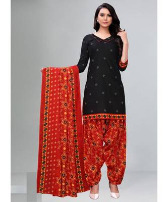 black cotton unstitched cotton salwar kameez 1