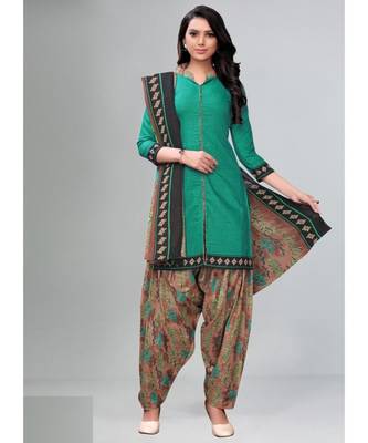 teal cotton unstitched cotton salwar kameez 1