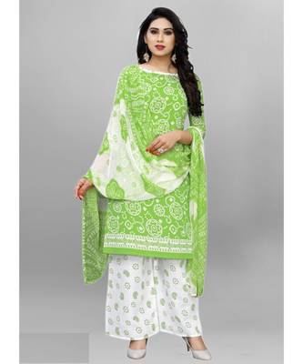 green cotton unstitched cotton salwar kameez 1