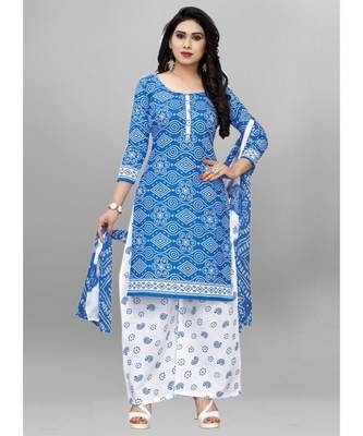 blue cotton unstitched cotton salwar kameez 1