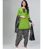 green cotton unstitched cotton salwar kameez