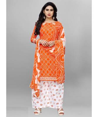 orange cotton unstitched cotton salwar kameez 1