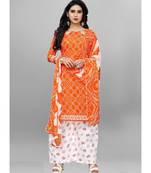 orange cotton unstitched cotton salwar kameez