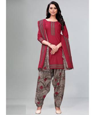 pink cotton unstitched cotton salwar kameez 1