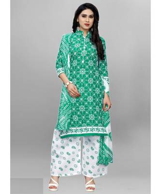 green cotton unstitched cotton salwar kameez 1