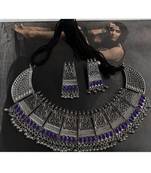 Silver Oxidized German Plated Bead Choker with Earring Necklace Set