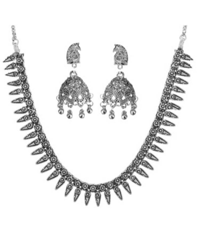 Antique German Silver Black Metal Necklace Tribal Style Fusion Jewellery for Women