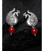 Silver Oxidized Peacock Earrings