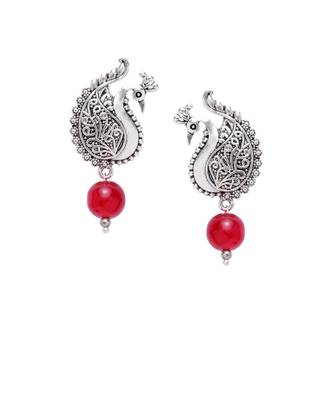 Silver Oxidized Peacock Earrings 2