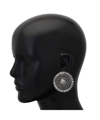 Oxidized Silver Afghani Stud Earrings Jewelry 2