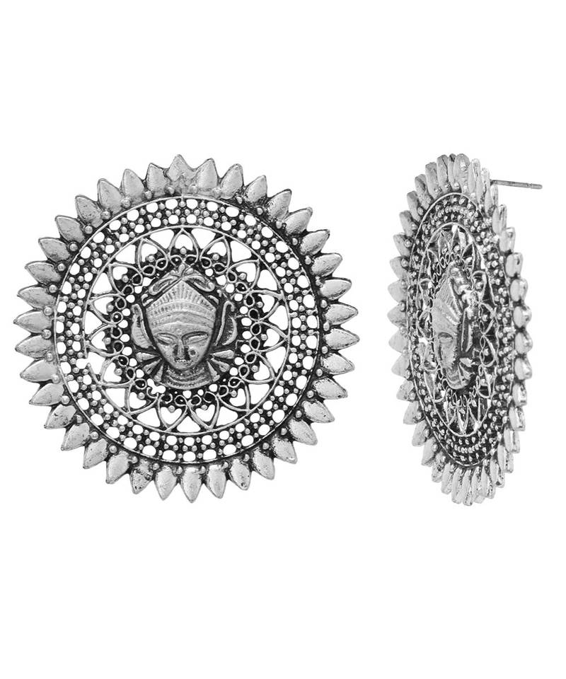 Oxidized Silver Afghani Stud Earrings Jewelry