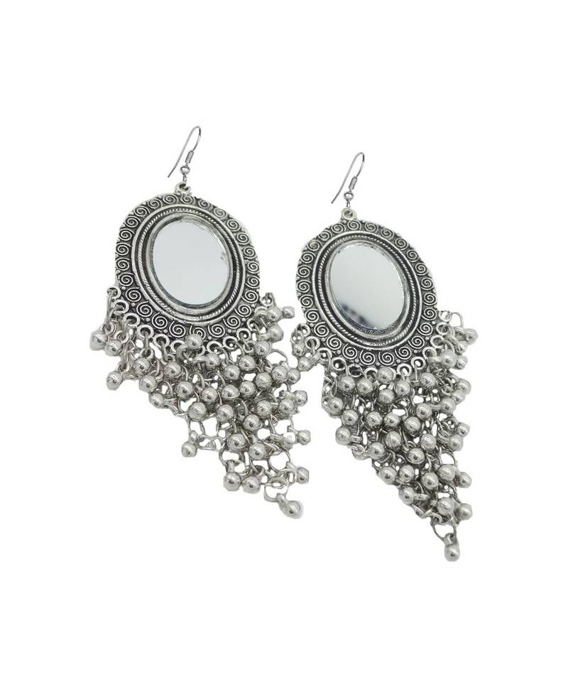 Jewellery Silver Oxidised Chandbali Afghani Dangle Drop Earrings for women and girls