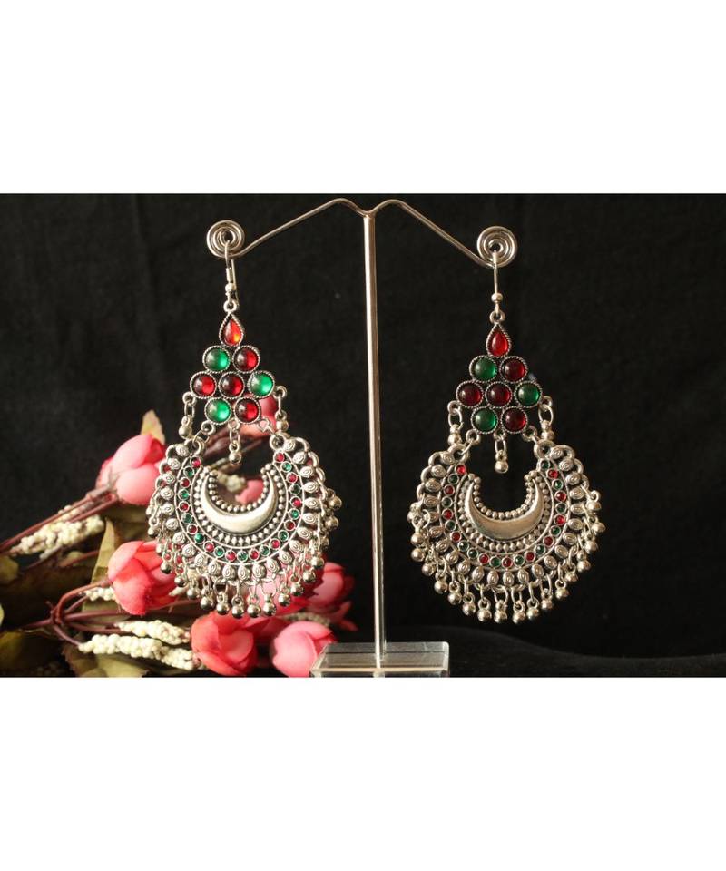 Silver Plated Chandbali Earrings