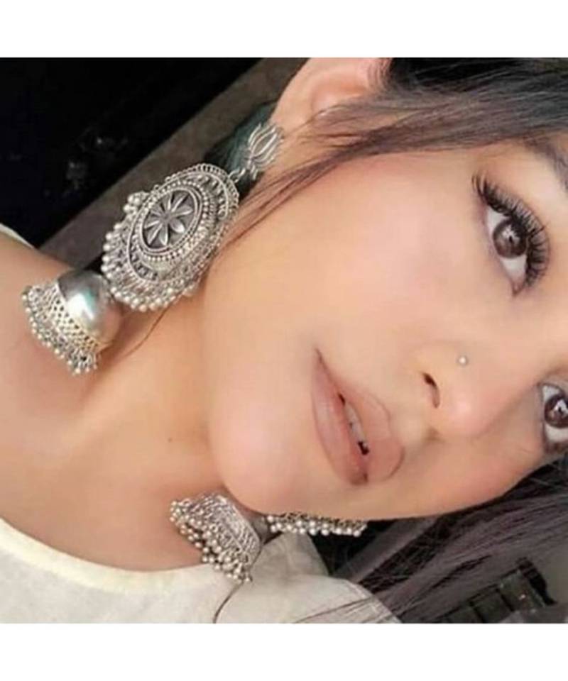Metal Silver Oxidized Tassel Jhumki for Women & Girls