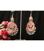Silver Plated Red Chandbali Afghani Dangle Drop Earrings