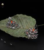 Silver Oxidized Multicolor Plated Flower Earring