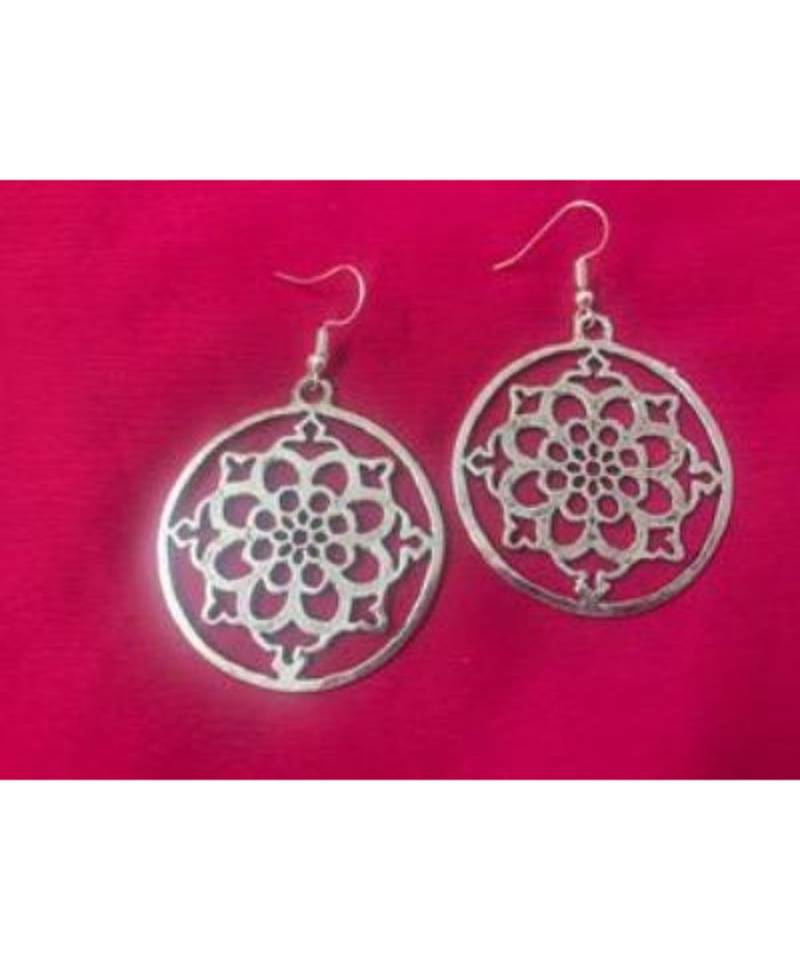 Silver Plated Round Shaped Earrings