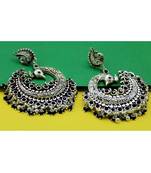 Silver Plated Oxidized  Peacock Jhumki