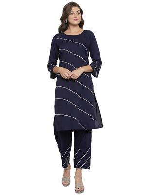 Navy-blue plain rayon kurtas-and-kurtis 1