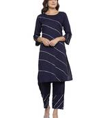 Navy-blue plain rayon kurtas-and-kurtis