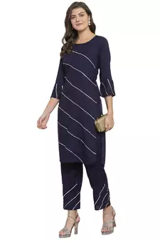 Navy-blue plain rayon kurtas-and-kurtis