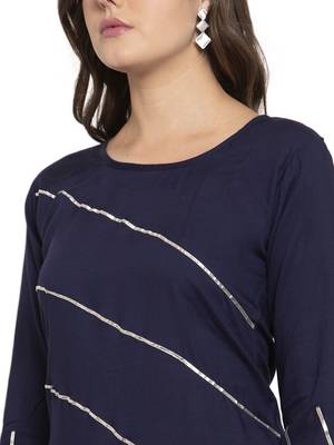 Navy-blue plain rayon kurtas-and-kurtis 4