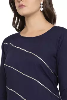Navy-blue plain rayon kurtas-and-kurtis